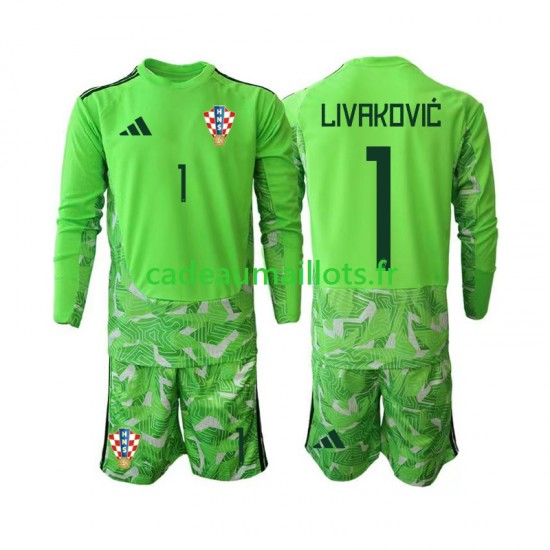 Croatie Maillot avec flocage Dominik Livakovic 25 Gardien Domicile 2026-2027 ,Tenue Enfant ML