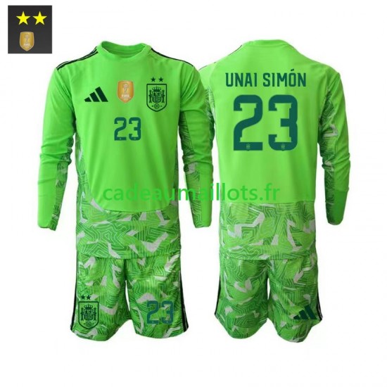 Espagne Maillot avec flocage Unai Simon 23 Gardien 3ème 2026-2027 ,Tenue Enfant ML