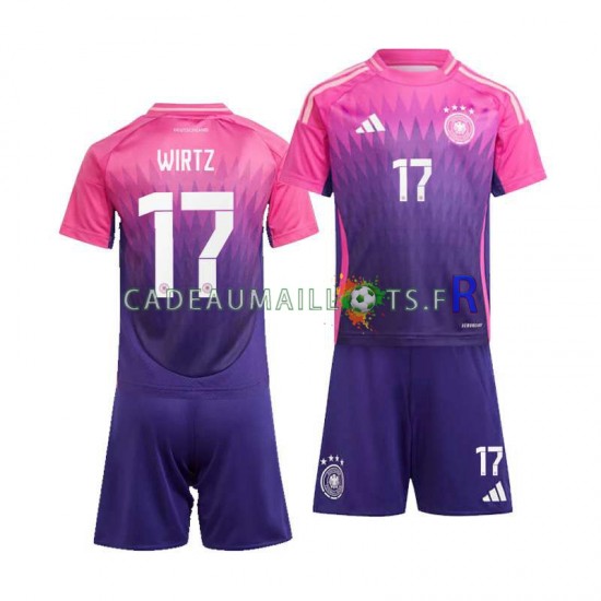 Allemagne Maillot avec flocage Florian Wirtz 17 Extérieur Euro 2024 ,Tenue Enfant MC