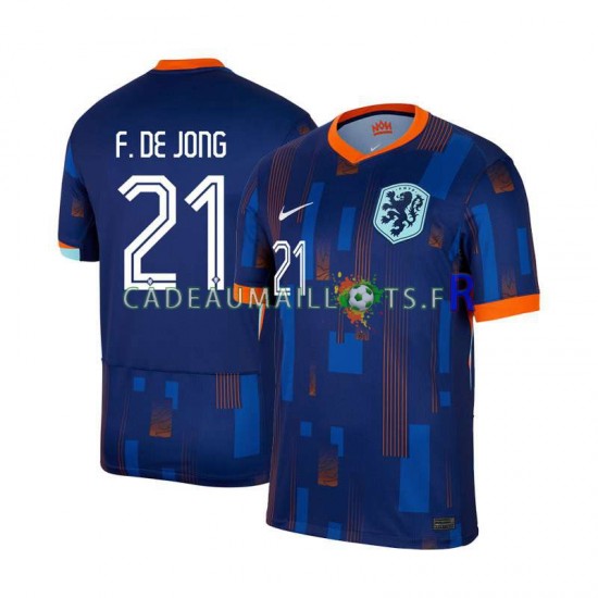 Pays-Bas Maillot avec flocage Frenkie de Jong 21 Extérieur Euro 2024 ,Homme MC