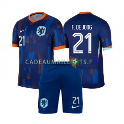 Pays-Bas Maillot avec flocage Frenkie de Jong 21 Extérieur Euro 2024 ,Tenue Enfant MC