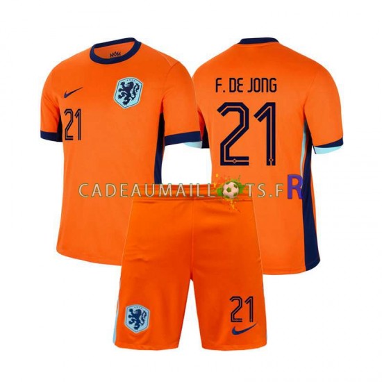 Pays-Bas Maillot avec flocage Frenkie de Jong 21 Domicile Euro 2024 ,Tenue Enfant MC