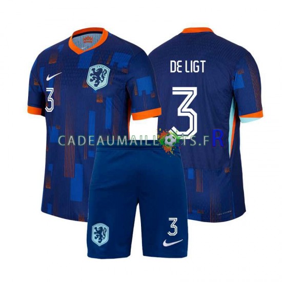 Pays-Bas Maillot avec flocage Matthijs de Ligt 3 Extérieur Euro 2024 ,Tenue Enfant MC