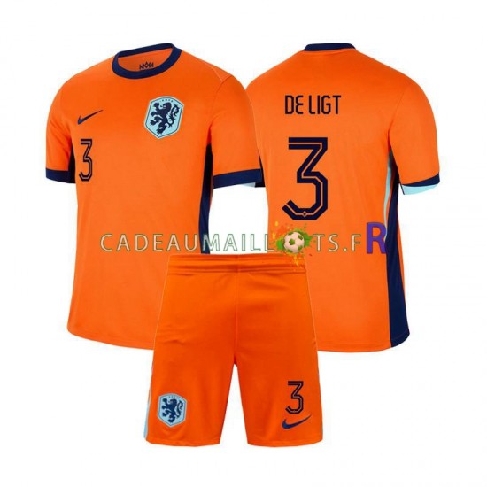 Pays-Bas Maillot avec flocage Matthijs de Ligt 3 Domicile Euro 2024 ,Tenue Enfant MC