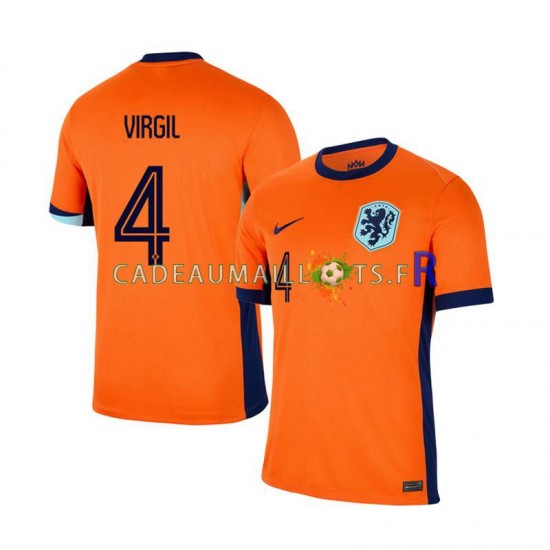 Pays-Bas Maillot avec flocage Virgil van Dijk 4 Domicile Euro 2024 ,Homme MC