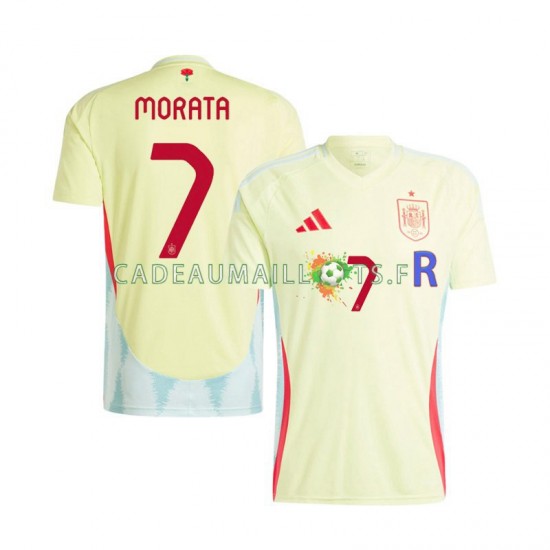 Espagne Maillot avec flocage Alvaro Morata 7 Extérieur Euro 2024 ,Homme MC