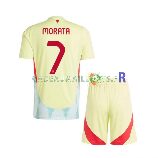 Espagne Maillot avec flocage Alvaro Morata 7 Extérieur Euro 2024 ,Tenue Enfant MC