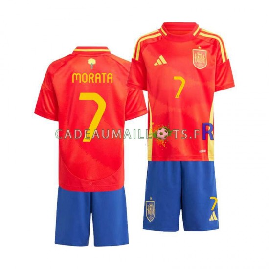 Espagne Maillot avec flocage Alvaro Morata 7 Domicile Euro 2024 ,Tenue Enfant MC