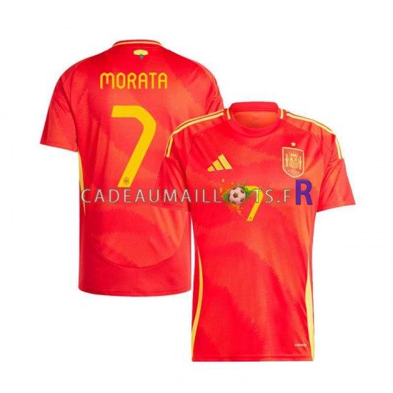 Espagne Maillot avec flocage Alvaro Morata 7 Domicile Euro 2024 ,Homme MC