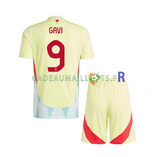 Espagne Maillot avec flocage Gavi 9 Extérieur Euro 2024 ,Tenue Enfant MC