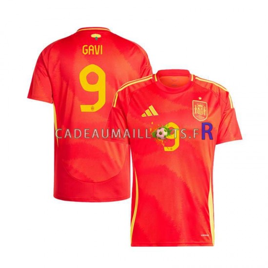 Espagne Maillot avec flocage Gavi 9 Domicile Euro 2024 ,Homme MC