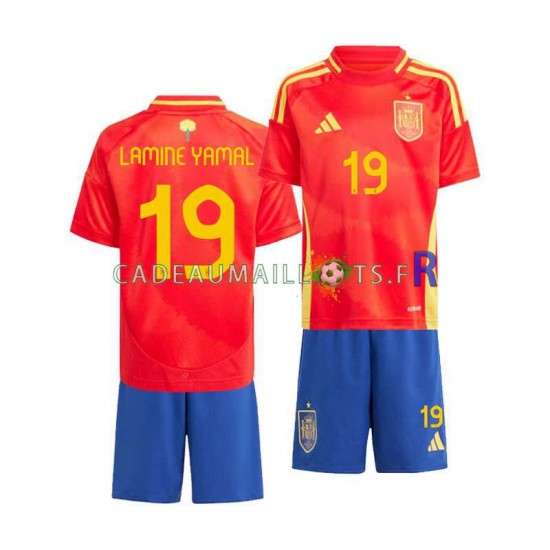 Espagne Maillot avec flocage Lamine Yamal 19 Domicile Euro 2024 ,Tenue Enfant MC