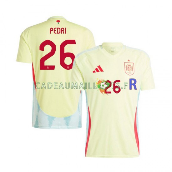 Espagne Maillot avec flocage Pedri 26 Extérieur Euro 2024 ,Homme MC