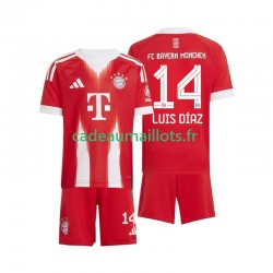 Bayern Munich Maillot avec flocage Luis Diaz 14 Domicile 2025-2026 ,Tenue Enfant MC