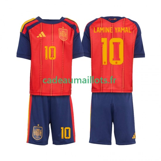 Espagne Maillot avec flocage Lamine Yamal 10 Domicile Coupe du Monde 2026 ,Tenue Enfant MC