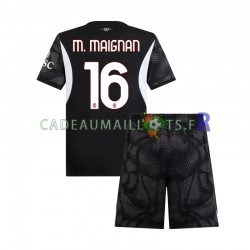 AC Milan Maillot avec flocage Noir Mike Maignan 16 Gardien Domicile 2024-2025 ,Tenue Enfant MC