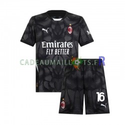 AC Milan Maillot avec flocage Noir Mike Maignan 16 Gardien Domicile 2024-2025 ,Tenue Enfant MC