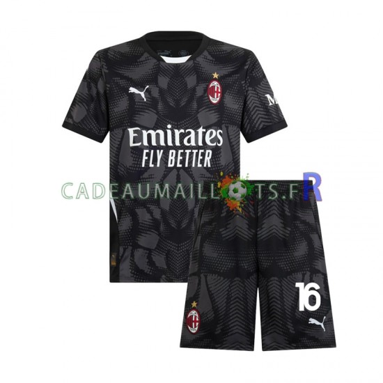 AC Milan Maillot avec flocage Noir Mike Maignan 16 Gardien Domicile 2024-2025 ,Tenue Enfant MC