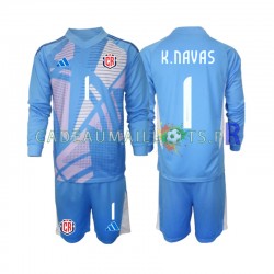 Costa Rica Maillot avec flocage Bleu Keylor Navas 1 Gardien Domicile 2024 ,Tenue Enfant ML