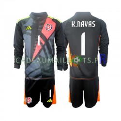 Costa Rica Maillot avec flocage Noir Keylor Navas 1 Gardien 3ème 2024 ,Tenue Enfant ML