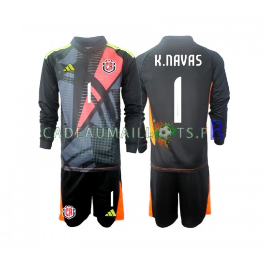 Costa Rica Maillot avec flocage Noir Keylor Navas 1 Gardien 3ème 2024 ,Tenue Enfant ML