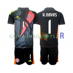 Costa Rica Maillot avec flocage Noir Keylor Navas 1 Gardien 3ème 2024 ,Tenue Enfant MC