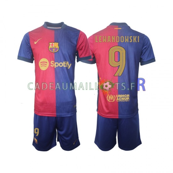 FC Barcelone Maillot avec flocage UCL Font Robert Lewandowski 9 Domicile 2024-2025 ,Tenue Enfant MC