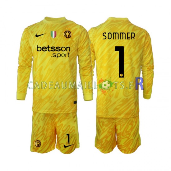 Inter Milan Maillot avec flocage Yann Sommer 1 Gardien Extérieur 2024-2025 ,Tenue Enfant ML