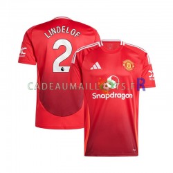 Manchester United Maillot avec flocage Rouge Victor Lindelof 2 Domicile 2024-2025 ,Homme MC