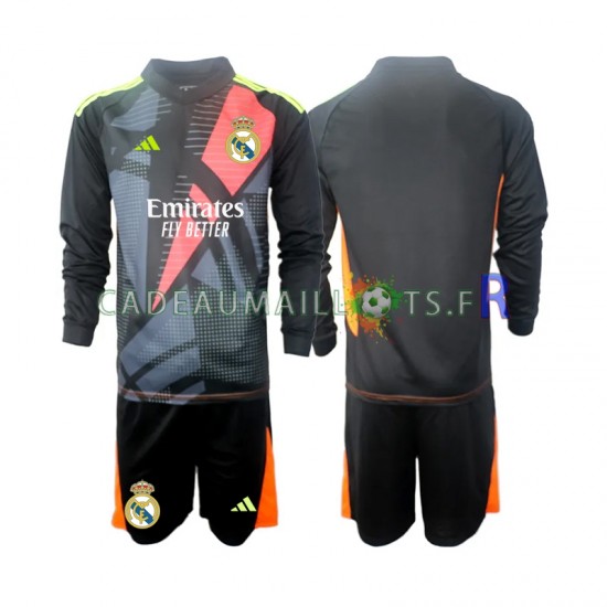 Real Madrid Maillot avec flocage Noir Gardien Extérieur 2024-2025 ,Tenue Enfant ML