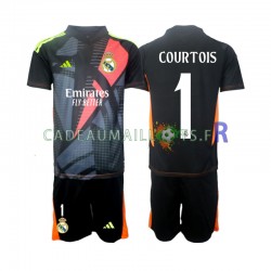 Real Madrid Maillot avec flocage Noir Thibaut Courtois 1 Gardien Extérieur 2024-2025 ,Tenue Enfant MC