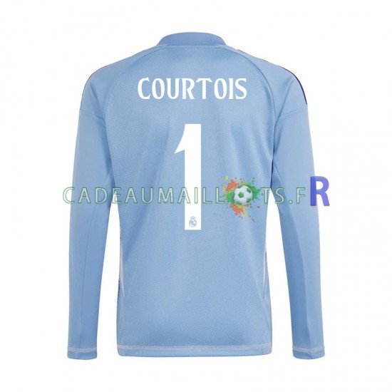 Real Madrid Maillot avec flocage Bleu Thibaut Courtois 1 Gardien Domicile 2024-2025 ,Homme ML