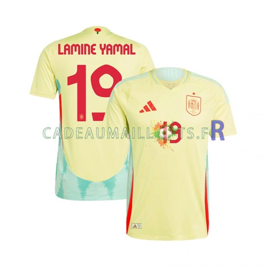 Espagne Maillot avec flocage LAMINE YAMAL 19 Extérieur Euro 2024 ,Homme MC