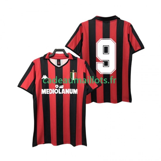 AC Milan Maillot avec flocage 9 Rétro Domicile 1988 1989 ,Homme MC