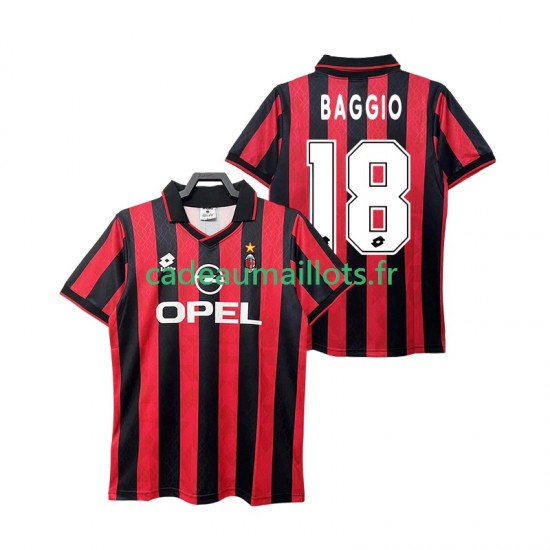 AC Milan Maillot avec flocage BAGGIO 18 Rétro Domicile 1995 1996 ,Homme MC