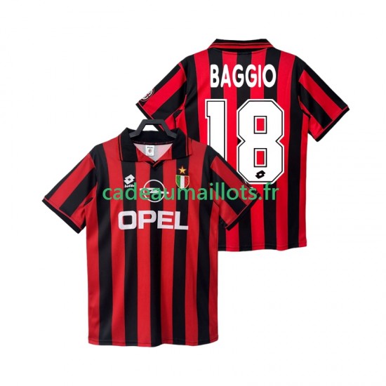 AC Milan Maillot avec flocage BAGGIO 18 Rétro Domicile 1996 2004 ,Homme MC