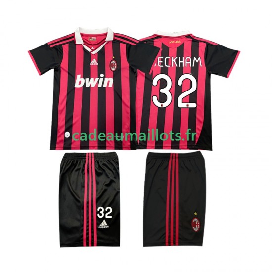 AC Milan Maillot avec flocage BECKHAM 32 Rétro Domicile 2009 2010 ,Tenue Enfant MC