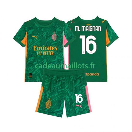 AC Milan Maillot avec flocage Mike Maignan 16 Gardien Extérieur 2025-2026 ,Tenue Enfant MC