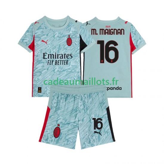 AC Milan Maillot avec flocage Mike Maignan 16 Gardien Domicile 2025-2026 ,Tenue Enfant MC