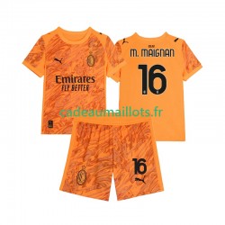 AC Milan Maillot avec flocage Mike Maignan 16 Gardien 3ème 2025-2026 ,Tenue Enfant MC