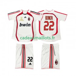 AC Milan Maillot avec flocage KAKA 22 Rétro Extérieur 2006 2007 ,Tenue Enfant MC