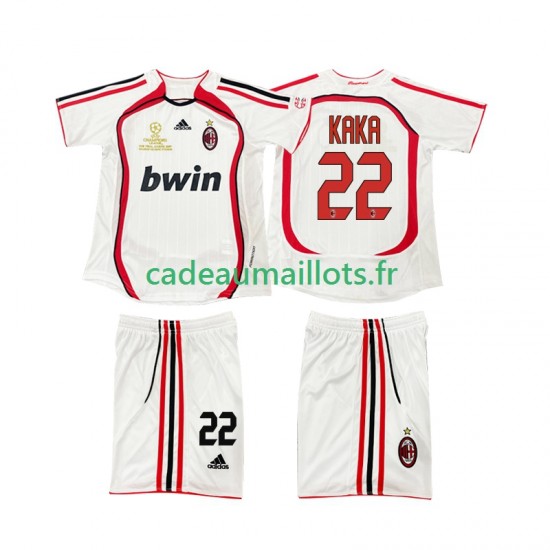 AC Milan Maillot avec flocage KAKA 22 Rétro Extérieur 2006 2007 ,Tenue Enfant MC