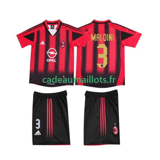 AC Milan Maillot avec flocage MALDINI 3 Rétro Domicile 1999 1998 ,Tenue Enfant MC