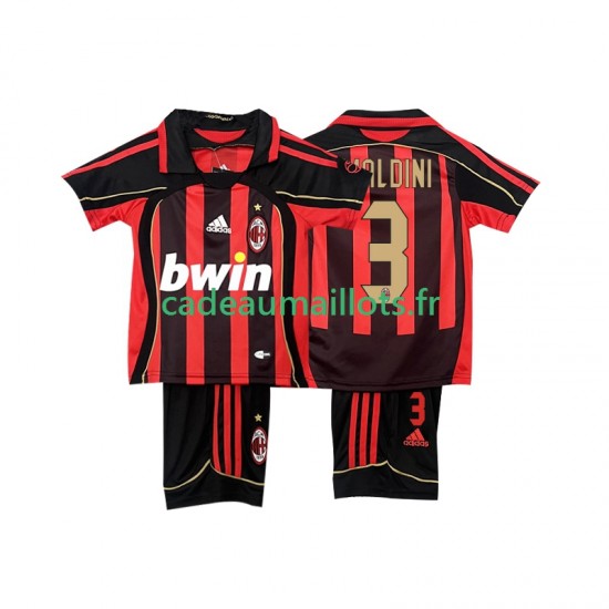 AC Milan Maillot avec flocage MALDINI 3 Rétro Domicile 2006 2007 ,Tenue Enfant MC