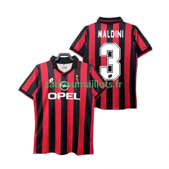 AC Milan Maillot avec flocage MALDINI 3 Rétro Domicile 1995 1996 ,Homme MC