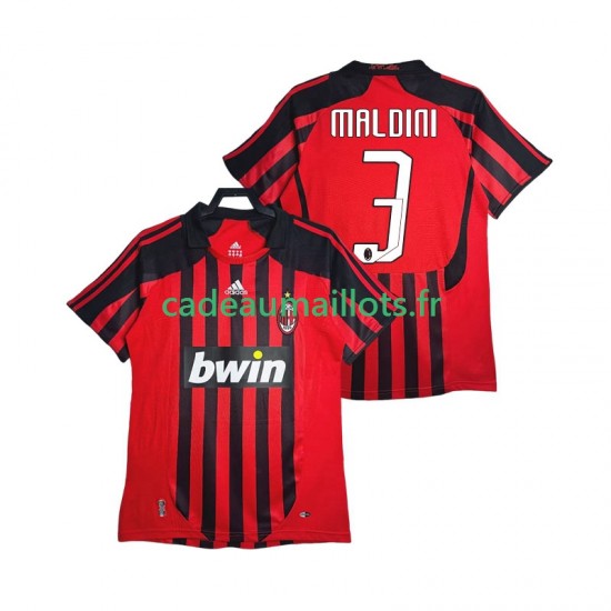 AC Milan Maillot avec flocage MALDINI 3 Rétro Domicile 2007 2008 ,Homme MC