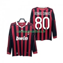 AC Milan Maillot avec flocage RONALDINHO 80 Rétro Domicile 2009 2010 ,Homme ML