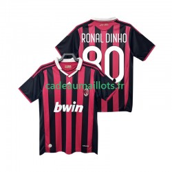 AC Milan Maillot avec flocage RONALDINHO 80 Rétro Domicile 2009 2010 ,Homme MC