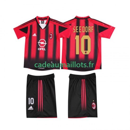 AC Milan Maillot avec flocage SEEDORF 10 Rétro Domicile 1999 1998 ,Tenue Enfant MC