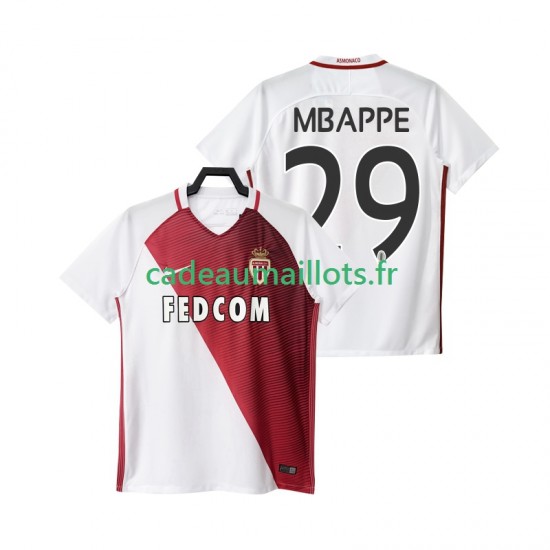 AS Monaco Maillot avec flocage Mbappé 29 Domicile 2016 2017 ,Homme MC